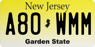 NJ license plate A80WMM