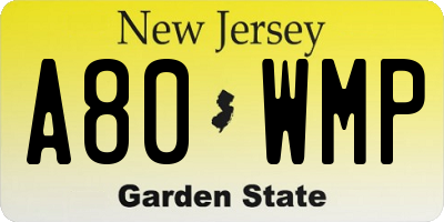 NJ license plate A80WMP