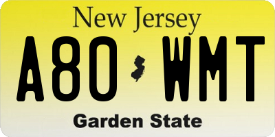 NJ license plate A80WMT