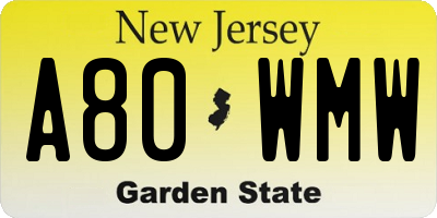 NJ license plate A80WMW