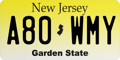 NJ license plate A80WMY