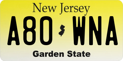 NJ license plate A80WNA