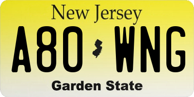 NJ license plate A80WNG