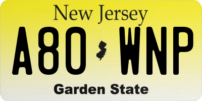 NJ license plate A80WNP