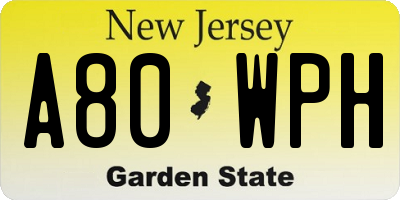 NJ license plate A80WPH