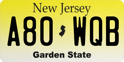 NJ license plate A80WQB