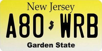 NJ license plate A80WRB