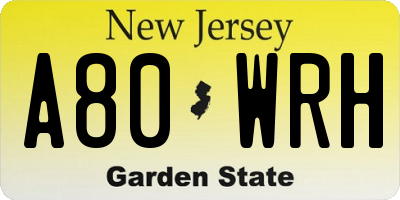 NJ license plate A80WRH