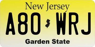 NJ license plate A80WRJ