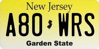 NJ license plate A80WRS
