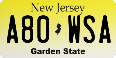 NJ license plate A80WSA