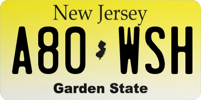 NJ license plate A80WSH