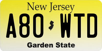 NJ license plate A80WTD