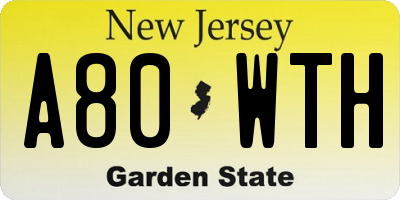 NJ license plate A80WTH