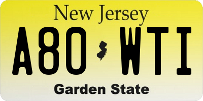 NJ license plate A80WTI