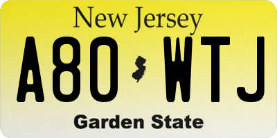 NJ license plate A80WTJ