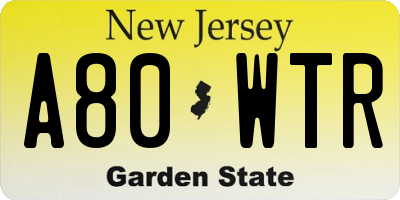 NJ license plate A80WTR