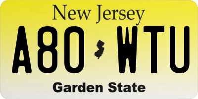 NJ license plate A80WTU
