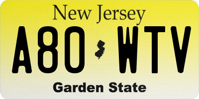 NJ license plate A80WTV
