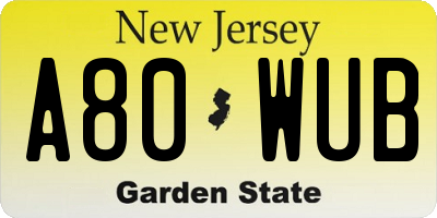 NJ license plate A80WUB