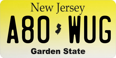 NJ license plate A80WUG