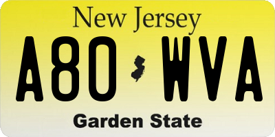 NJ license plate A80WVA
