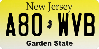 NJ license plate A80WVB
