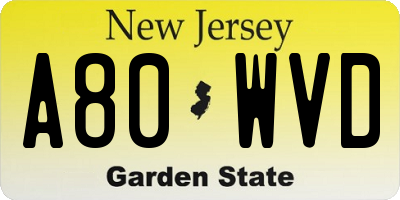 NJ license plate A80WVD