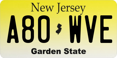 NJ license plate A80WVE