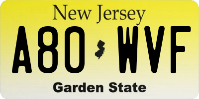 NJ license plate A80WVF