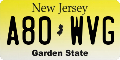 NJ license plate A80WVG