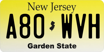 NJ license plate A80WVH