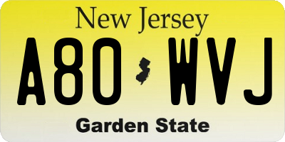 NJ license plate A80WVJ