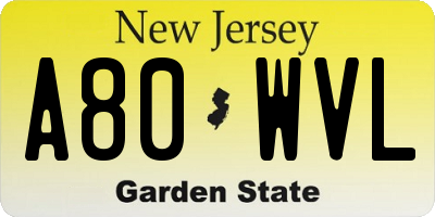 NJ license plate A80WVL