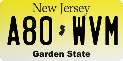 NJ license plate A80WVM
