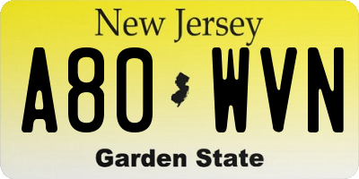 NJ license plate A80WVN