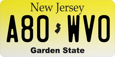 NJ license plate A80WVO
