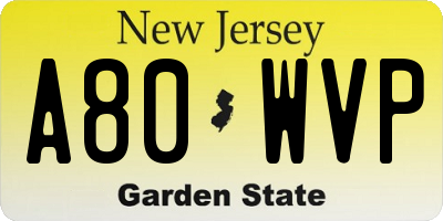NJ license plate A80WVP