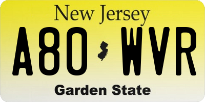 NJ license plate A80WVR