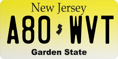 NJ license plate A80WVT