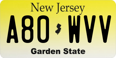 NJ license plate A80WVV