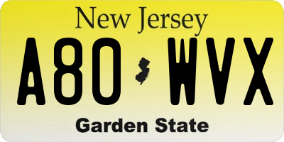 NJ license plate A80WVX