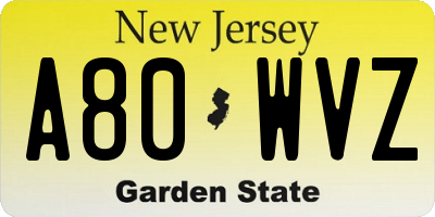 NJ license plate A80WVZ