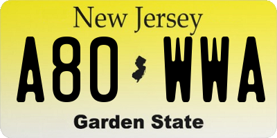 NJ license plate A80WWA
