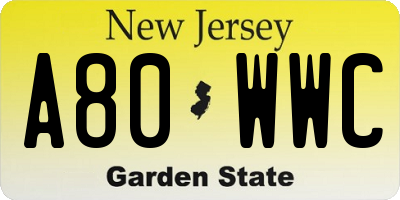 NJ license plate A80WWC