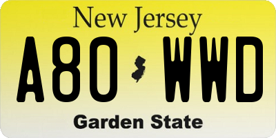 NJ license plate A80WWD