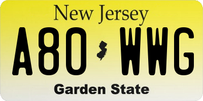 NJ license plate A80WWG