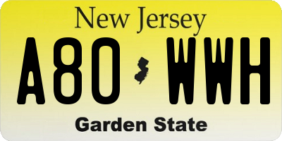NJ license plate A80WWH