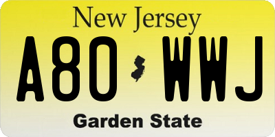 NJ license plate A80WWJ