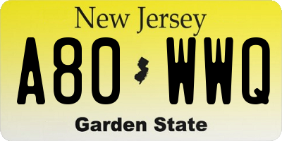 NJ license plate A80WWQ